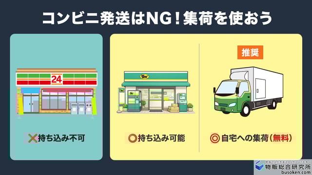コンビニ発送はNG!集荷を使おう