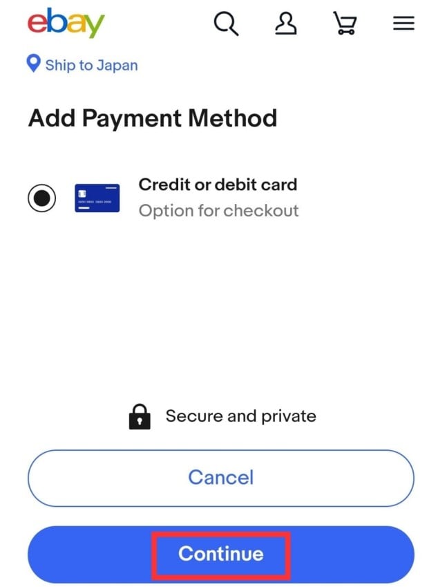 eBayクレジットカードを登録