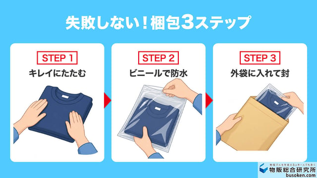 メルカリの洋服梱包3ステップ