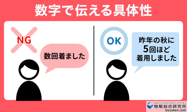 着用回数や購入時期を具体的に明記する