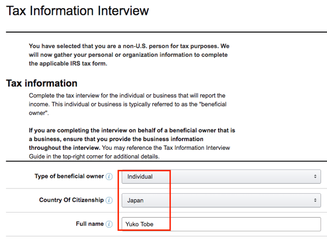 amazon usa 登録 【Tax information】