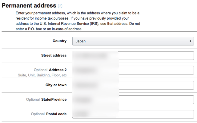 amazon usa 登録 【Permanent address】