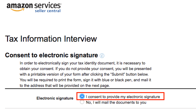 amazon usa 登録 【Electronic signature】「電子署名に同意する」にチェック