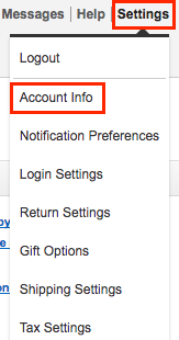 amazon usa 登録 Amazonのセラーセントラル画面を開き、Settings>Account Infoをクリック
