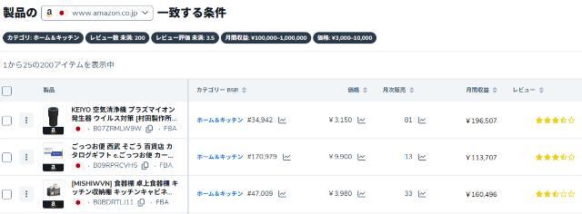 検索結果が表示される
