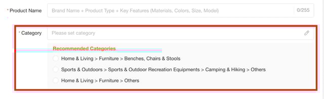 商品のカテゴリを選択する