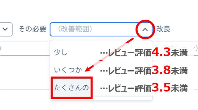 レビュー評価で絞り込む