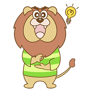大きな違いがあることに、びっくりしているギャオ(ライオンのキャラクター)