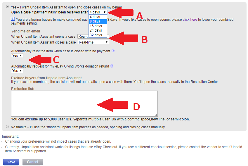 ebay輸出 Unpaid Item Assistantの設定方法