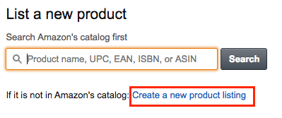 Create a new product listingをクリック