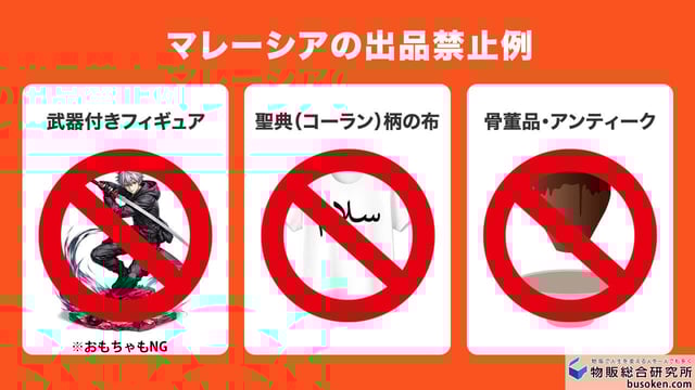 マレーシア（Malaysia）の輸入規制・出品禁止リスト