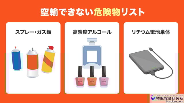 国際配送（航空便）で送れないもの