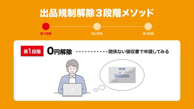 第1段階：0円解除（関係ない領収書で申請してみる）