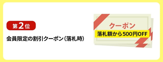 【第2位】会員限定の割引クーポン （落札時）