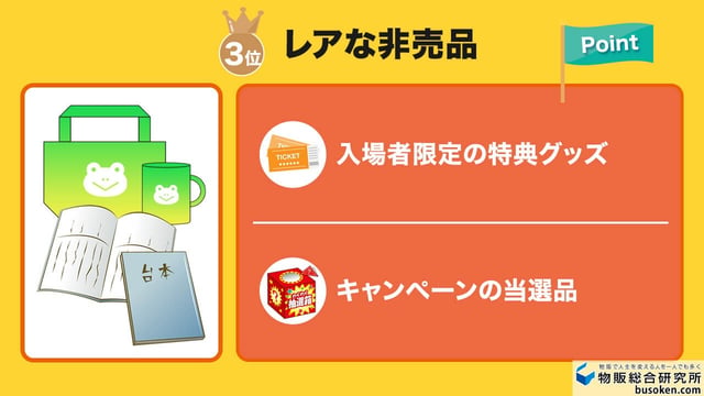 3位:販促物などの「非売品」(16%)