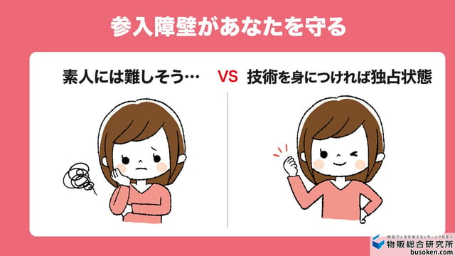 技術が必要なためライバルが少ない
