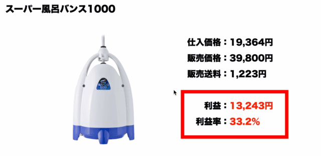Amazonせどりの高利益家電例｜スーパー風呂バンス1000