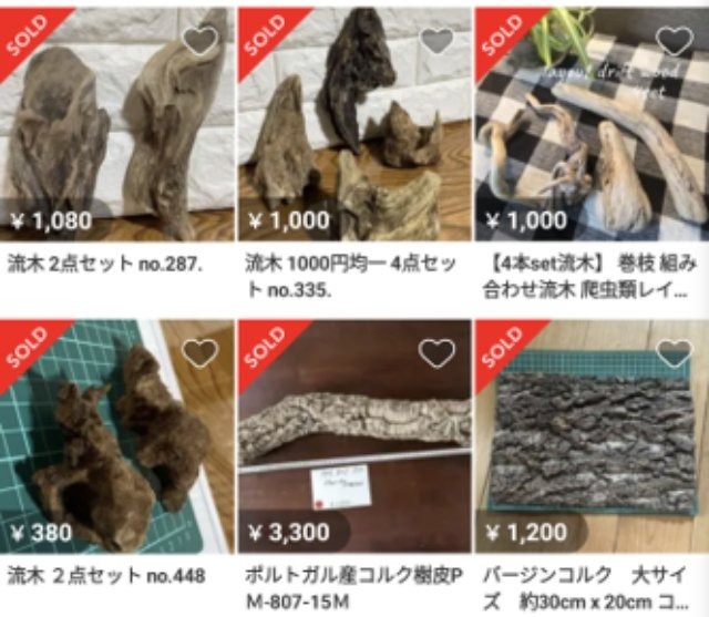 きれいな形の流木・石【相場:約500円~2,000円】