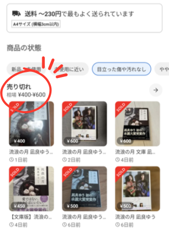 ③「商品の状態」を選んで相場を確認