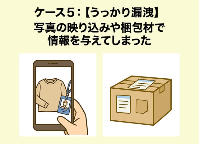 ケース5:【うっかり漏洩】写真の写り込みや梱包材で情報を与えてしまった