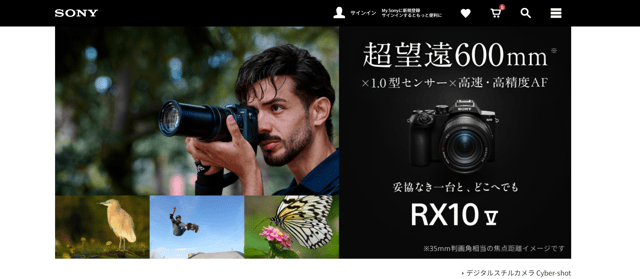 ソニーストアのトップ画面の画像